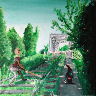 "BatBum and Gnome near the Bridge of Meiju street" (June 2013, canvas, acylics)